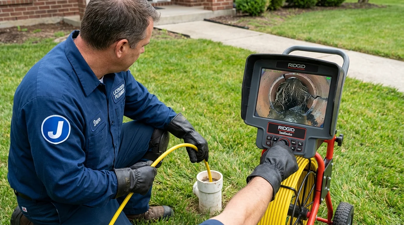 Sewer camera inspection being performed by Johns Plumbing LLC in Brooks